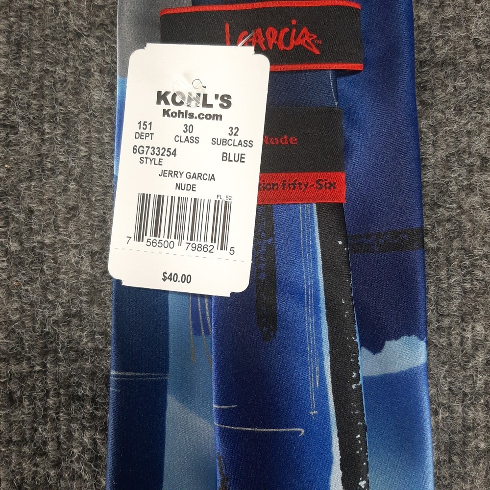NWT J. Garcia Collection Fifty-Six Nude Mens Neck Tie Blue Black Gray Polyester
